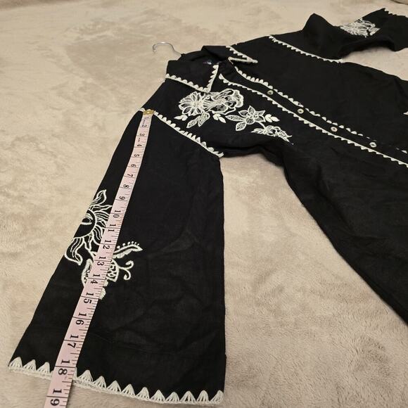Johnny Was Addison Kimono Sleeve Shirt Black Floral Embroidered Linen Tunic XS - Picture 13 of 16